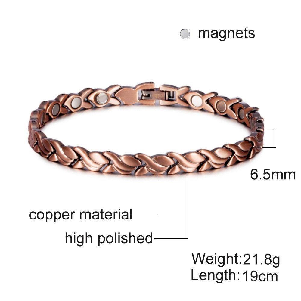 Pure copper bracelet magnetic small fish titanium steel bracelet stainless steel jewelry